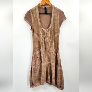 Dance In Paris Lagenlook Tan Gauze Dress Size Medium